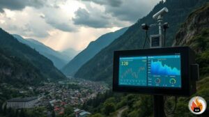 Système d'alerte précoce moderne pour crues soudaines avec capteurs connectés et transmission de données en temps réel, www.myrty.eu - www.myrty.eu